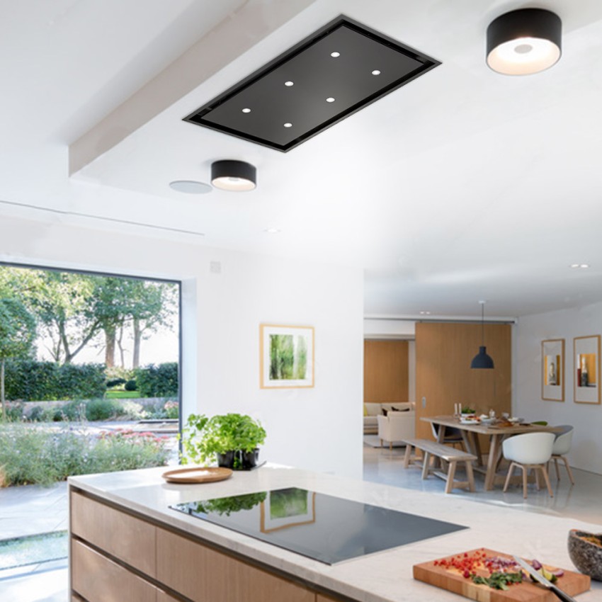 90cm Anzi Black Ceiling Cooker Hood