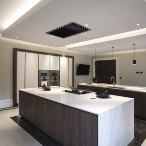 120cm Caporra Black Ceiling Cooker Hood with LED Surround Lighting