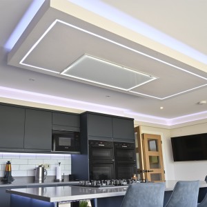 Soffitto 120cm x 60cm Ceiling Hood - White Glass with White Frame 
