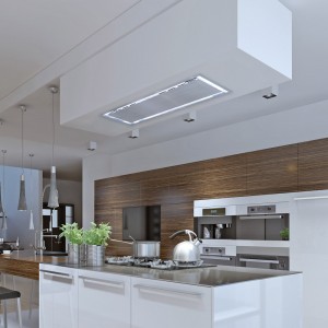 90cm x 30cm Ceiling Cooker Hood Stainless Steel With Brushless Silent Motor 