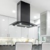 90cm Curved Glass Kitchen Hood in Black