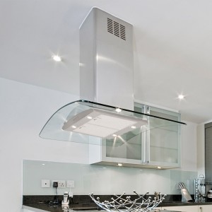 70cm Island Hood Curved Glass Stainless Steel