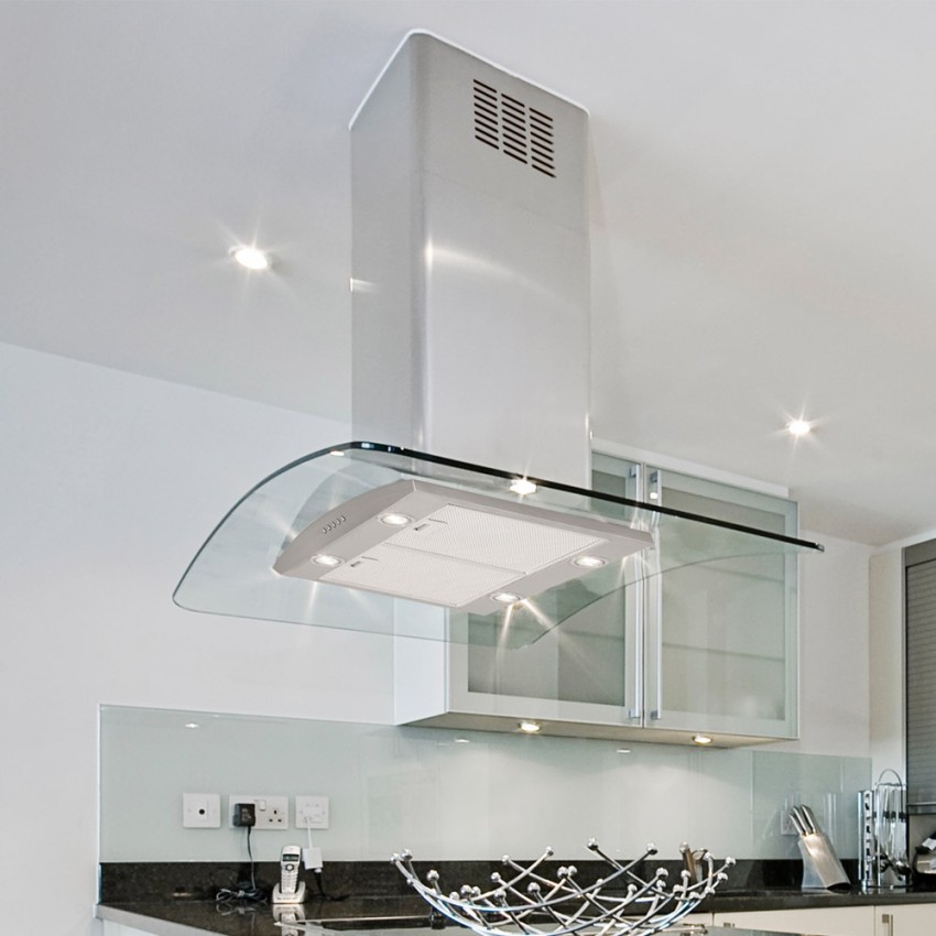 70cm Island Curved Glass - Stainless Steel