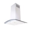 70cm White Curved Glass Island Cooker Hood with Black Glass