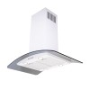 90cm White Curved Glass Cooker Hood with Black Glass