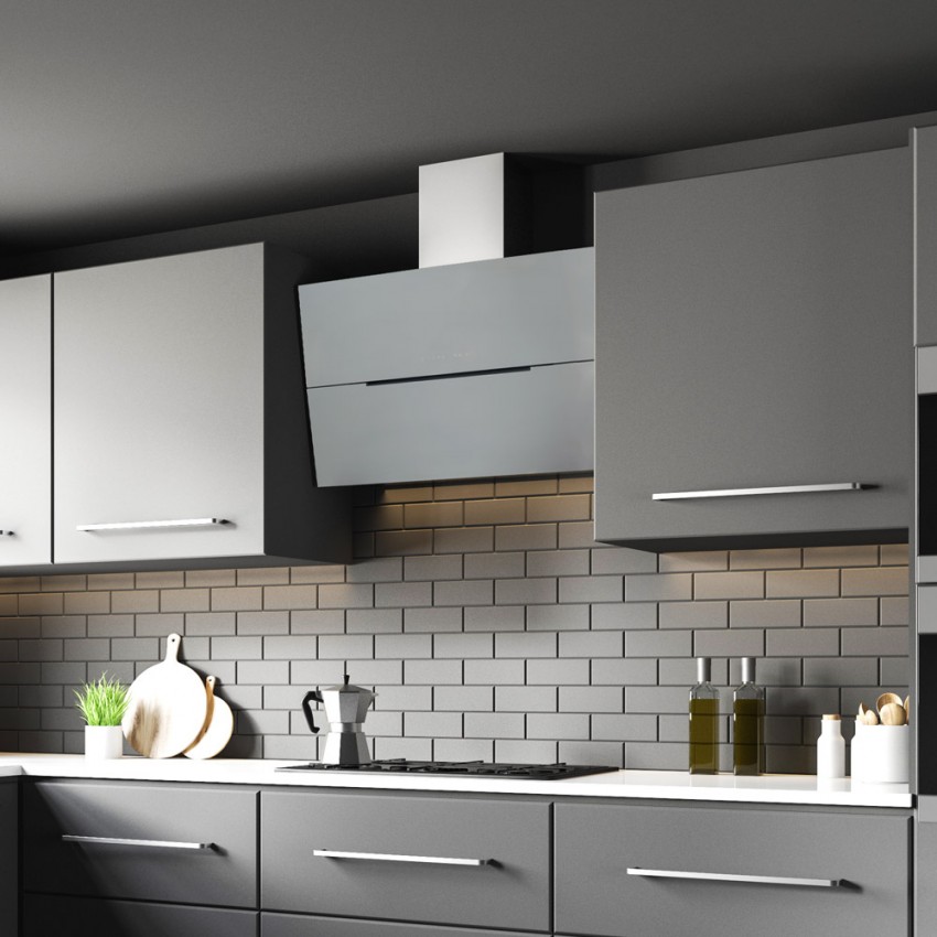 Ascenti -  90cm Angled Cooker Hood in Stainless Steel 