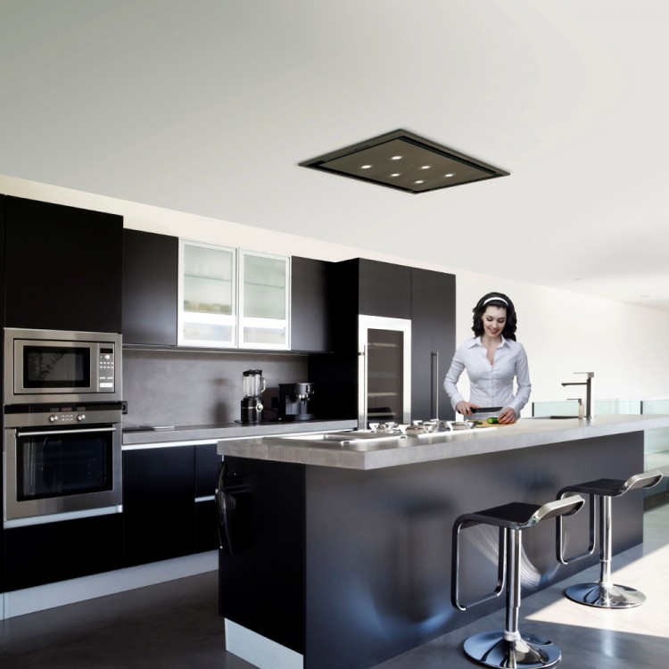 Kitchen Extractor Fans Ceiling Mounted Extractor Hoods anzi ceiling cooker hood slimline motor black